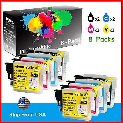 #ad 8PK Brother LC61 Ink Cartridge for DCP 165C DCP 375CW DCP 385CW MFC 495CW $15.99