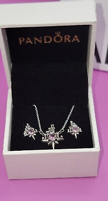 #ad Pandora Disney 50th Exclusive Fantasy land Castle Necklace amp; Earrings Gift Set $79.99