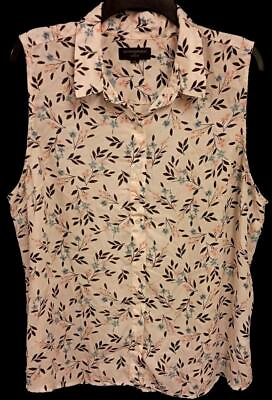 #ad *Banana republic white pink floral classic fit sleeveless button down top XXL $16.99