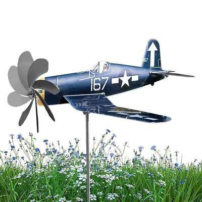 #ad Airplane Wind Spinner Metal Aircraft Windmill Spinners Airplane Weather Vane $23.79