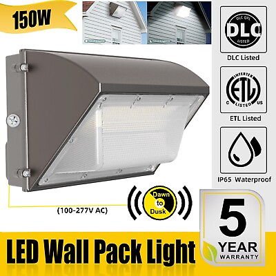 #ad LED Wall Pack Light 150W 18000LM Commercial Industrial Light Fixture w Photocel $87.00