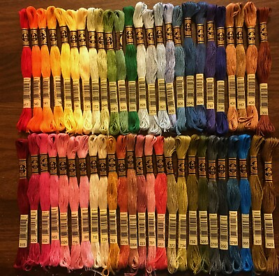 #ad 50 Brand New DMC Embroidery Floss Skeins Beautiful Rainbow of Colors Set 1 $38.99