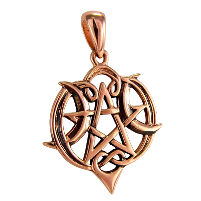 #ad Copper Heart Pentacle Pentagram Pendant Wiccan Witch Jewelry Celtic Love Knot $14.99