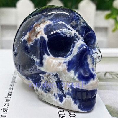 #ad 1pc Natural sodalite skull reiki skull crystal skull decor holiday gift 2#x27;#x27; $18.39