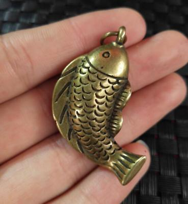 #ad China#x27;s archaize brass fish Small pendant 4cm $5.03