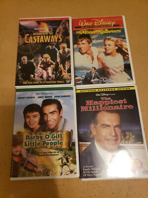 #ad Lot Of 4 Classic Disney Dvds Darby O#x27;Gill Little People Castaways Moon spinners $18.00