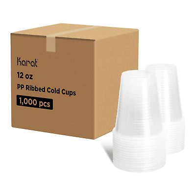 #ad Karat 12oz PP Plastic Ribbed Cold Cups 90mm 1000 ct C1080 Karat $63.75