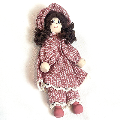 #ad Clothespin Doll Girl 7quot; Wood amp; Fabric Country Cottage Handmade Prairie Vintage $9.99