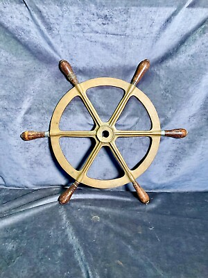 #ad Antique Brass Ships Wheel 23 Inch $250.00