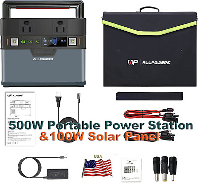 #ad ALLPOWERS 500W Solar Generator Power Station amp; 100W Solar Panel For Camping $598.00