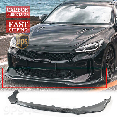 #ad For Kia Stinger GT GT line 2018 2022 Carbon Fiber V1 Style Front Bumper Lip Kit $67.99