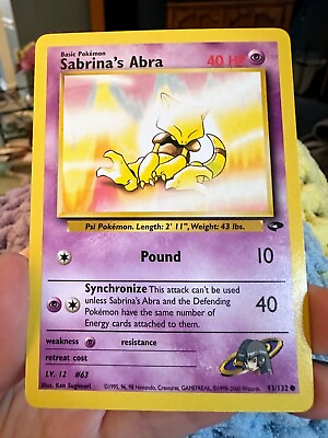 #ad Sabrina#x27;s Abra 93 132 Common Unlimited Gym Heroes Pokémon Card Near Mint $1.00