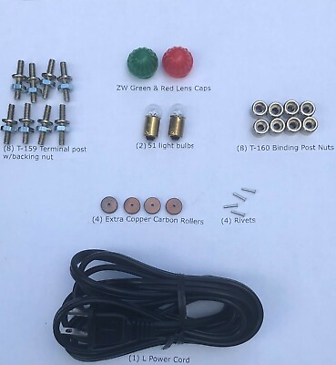 #ad Lionel ZW Transformer Repair Kit L cordT 159 T 160lens caps Bulbs amp; rollers $15.99