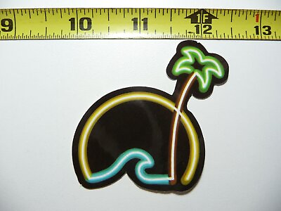 #ad PALM TREE SUN WAVE NEON STYLE STICKER DECAL COLORFUL FUNNY $2.69
