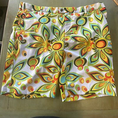 #ad Loudmouth Woodworth Golf Shorts 44 Retro Shagadelic Psychedelic Floral Olives $39.99