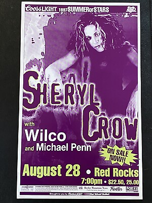 #ad Sheryl Crow Wilco Red Rocks Concert Poster 1990’s Vintage ORIGINAL $50.00