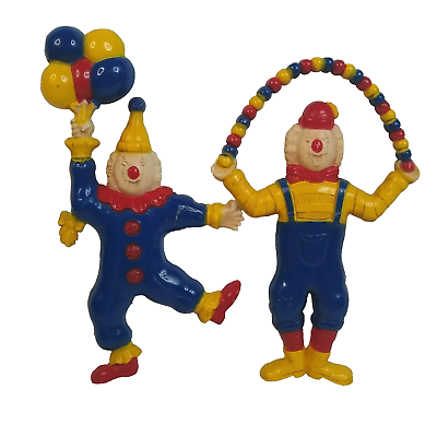 #ad Clown Wall Hanging Lot of 2 Nursery Decor Red Blue Yellow Balloons Circus 8 9quot; $9.00