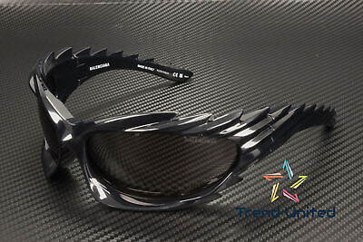 #ad BALENCIAGA BB0255S 001 Geometrical Bio Black Grey 78 mm Unisex Sunglasses $388.99