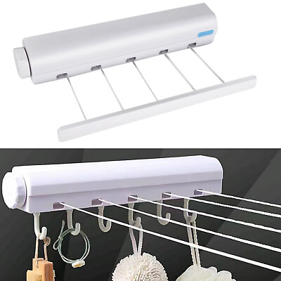 #ad Retractable Clothesline 4 5 Line Clothes Drying Rack Portable Laundry Dryer ✨ US $7.40