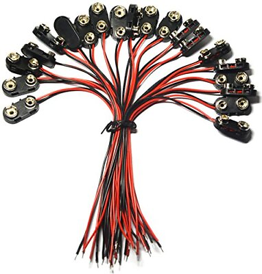 #ad LampVPath 20 Pcs 9V I Type Battery Snap Connector 9 Volt Battery Clips Connec $10.76