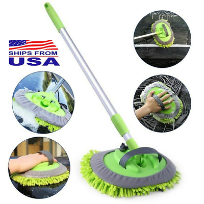 #ad Adjustable Telescopic Car Wash Brush Kit Mop Long Handle Vehicle Cleaning Tools $12.98