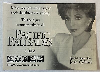 #ad 1997 FOX tv ad PACIFIC PALISADES Joan Collins most mothers want to give... $6.29
