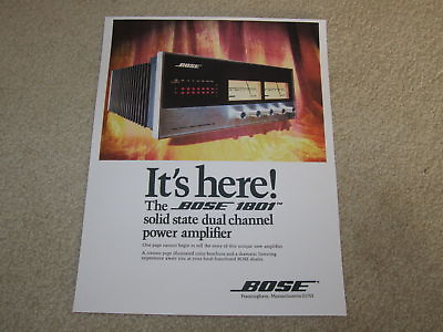 #ad Bose 1801 Amplifier Ad 1975 1 pg Color Rare Amp Advertisement $9.99