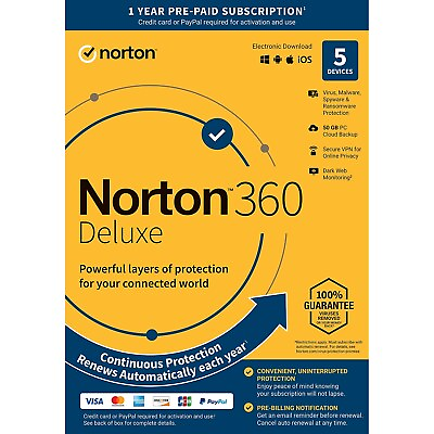 #ad Norton 360 Deluxe for 5 Devices 21392062 $90.42