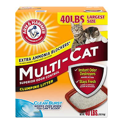 #ad Multi Cat Superior Odor Control with Clean Burst Clumping Cat Litter 40 lb $17.90