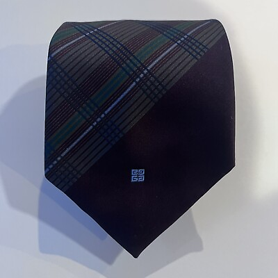 #ad Vintage Givenchy Monsieur Necktie Striped Tie Designer Polyester Brown 57L 3W $18.99