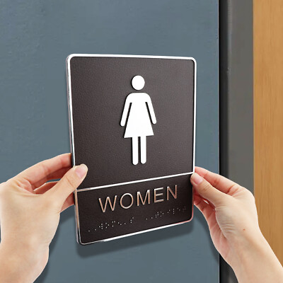 #ad 2pcs For Business Public Bathroom Men Women Restaurants Restroom Sign Guide Home $12.37