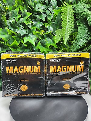 #ad 2X Trojan Magnum Lubricated Latex Condoms Size L 36 Count *NEW* EXP:2028 $35.98