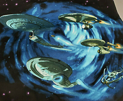 #ad Star Trek Space Ships Black L T Shirt 100% Cotton $25.99