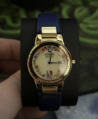 #ad Citizen Disney Princess Snow White Eco Drive Gold Watch and Pin Set. GA1079 41W $300.00