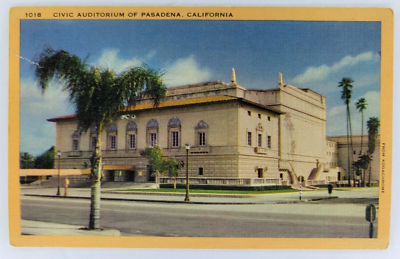 #ad Vintage Civic Auditorium Postcard Pasadena California Circa 1954 $11.04