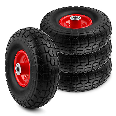 #ad 10quot; Solid Rubber Tire Wheels Flat Free Tires 4.10 3 Truck Trolley $29.99