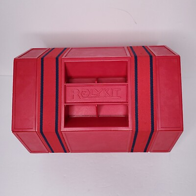 #ad Vtg ROLYKIT Red Organizer Roll Up Case Tackle Tool Box Arts Crafts Storage $29.97
