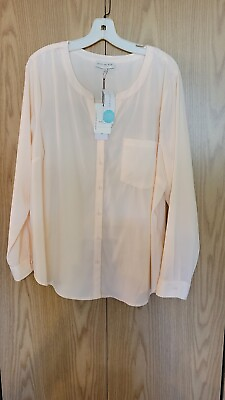#ad NEW. Sz 2X Ladies Long Sleeve Blush Colored Sheer Blouse By Skies Are Blue Curvy $11.00