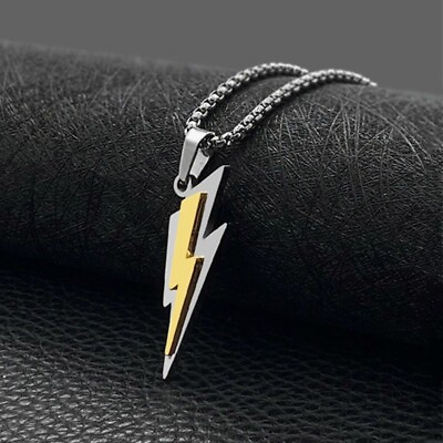 #ad Men#x27;s Fashion Jewelry Silver amp; Gold Lightning Bolt Pendant Necklace 496 $11.66