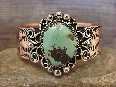 #ad Navajo Indian Copper amp; Turquoise Cuff Bracelet by Cleveland $99.99