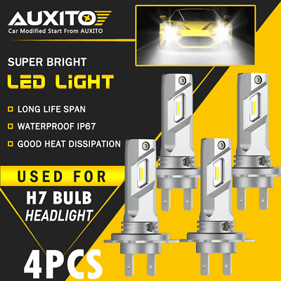 #ad 4x H7 LED Headlight Bulb Kit High Low Beam 80000LM Super Bright 6500K White E4EA $45.99