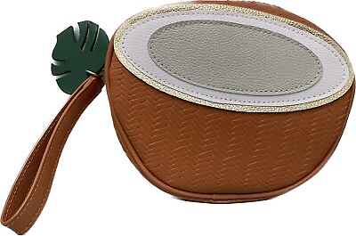 #ad Bath amp; Body Works Coconut Palm Leaf Cosmetic Bag Weave Pattern Zippered Case $10.49