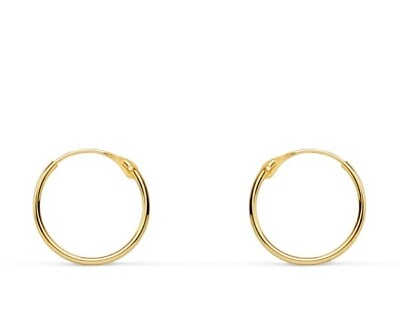 #ad Earrings Gold 18k 750 Mls. Hoops Round $73.39