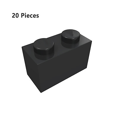 #ad Part 3065 Brick 1 x 2 without Bottom Tube Black Building Pieces BULK LOT 20x $8.09