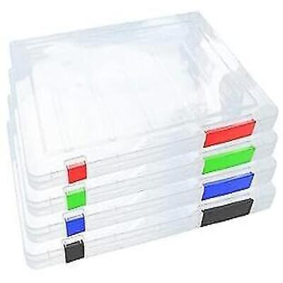 #ad 4 Pack Clear A4 File Box Plastic Scrapbook Paper Storage Boxes Office Desk $29.99