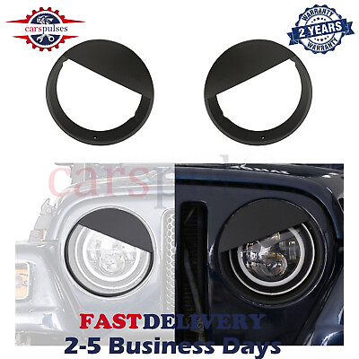 #ad Black ABS Front Headlight Angry Eyes Style Trim Cover for Jeep Wrangler JK 07 18 $15.19