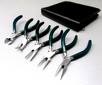 #ad 5 Pc Jewelers Pliers Set Jewelry Making Beading Wire Wrapping Hobby 5quot; Plier Kit $37.92