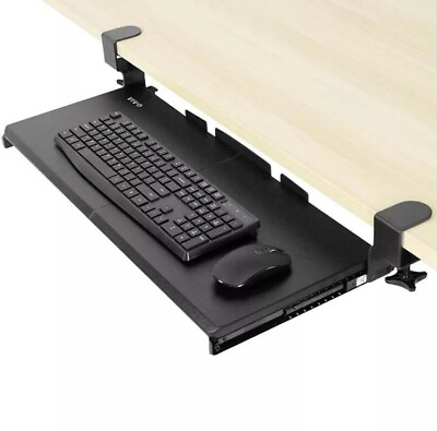 #ad VIVO Heavy Duty Clamp On Computer Keyboard Mouse Tray Roller Slider Under Desk $26.98