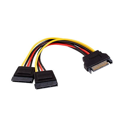 #ad 6quot; SATA Male to 2x Female Y Splitter Power Supply Cable Cord Serial ATA 15 Pin $6.89