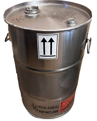 #ad 15 Gallon Stainless Steel Closed Top Barrel Drum UN rated $175.00